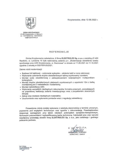 Modernizacja oświetlenia boiska sportowego