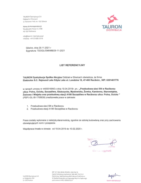 Tauron Przebudowa sieci